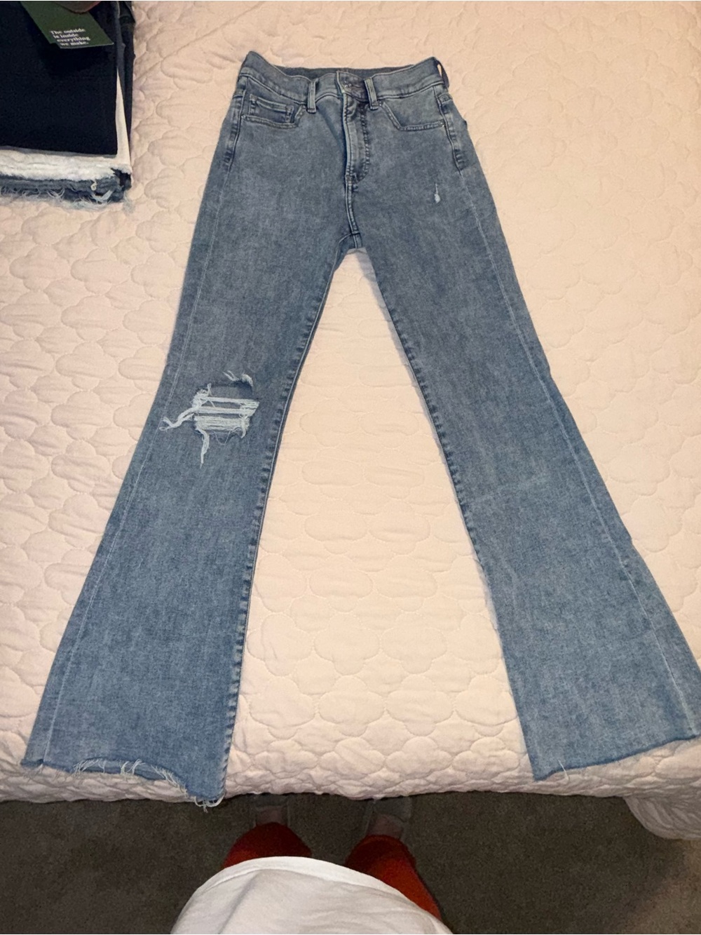 Women's Light Wash Distressed Flare Jeans